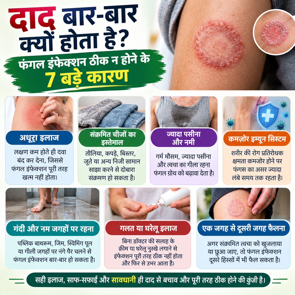 दाद बार-बार क्यों होता है? फंगल इंफेक्शन ठीक न होने के 7 बड़े कारण